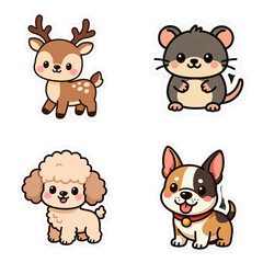 Obraz premium transparent background - collection of cute animals sticks