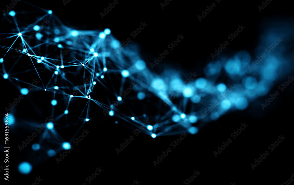 Aufkleber abstract network connections with glowing nodes in dark background