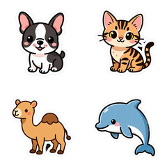 transparent background - collection of cute animals sticks