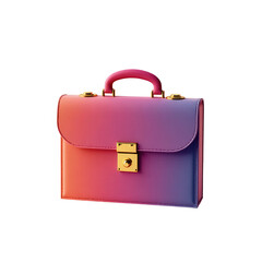 A vibrant, gradient-colored briefcase, showcasing a smooth, leather-like texture, sits boldly against a stark black background.