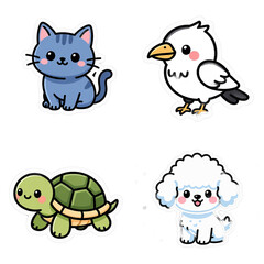 transparent background - collection of cute animals sticks
