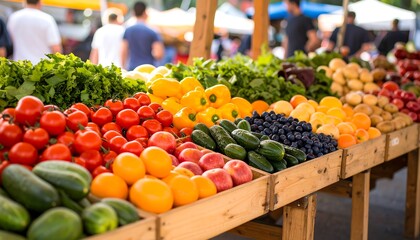 Fototapeta premium Fresh produce at a vibrant farmers market