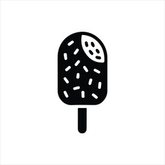 Black Silhouette Icon of a Chocolate Ice Cream Bar with Sprinkles popsicle frozen dessert