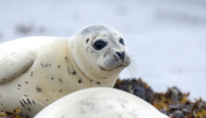 Close-up of a harbor seal pup