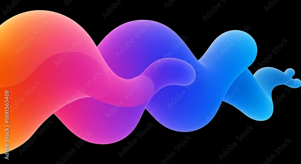 Aufkleber dynamic three-dimensional abstract background featuring a smooth, flowing liquid form with a vivid n