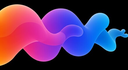 Dynamic three-dimensional abstract background featuring a smooth, flowing liquid form with a vivid neon color blend