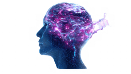 Brain illustration on Alzheimer’s impact, created with AI, PNG