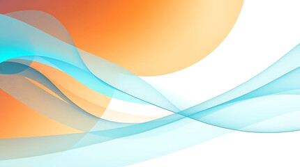 Obraz premium Abstract background with orange circle and blue waves isolated on white background for presentation