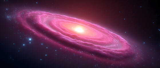 Pink galaxy center shines with brilliant starlight