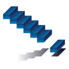 Fototapeta premium PNG Blue gradient 3D staircase illustration, transparent background