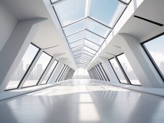 Futuristic Glass Corridor with Modern Architectural Design