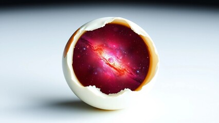 Cosmic Birth A Galaxy Unfolding Within an Eggshell, Symbolizing Creation and Infinite Possibilities