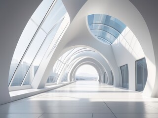 Futuristic Glass Corridor with Modern Architectural Design