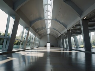 Futuristic Glass Corridor with Modern Architectural Design