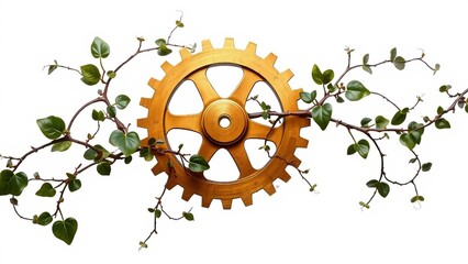 Innovative Gears and Green Growth Symbolizing Sustainable Industry and Ecological Progress