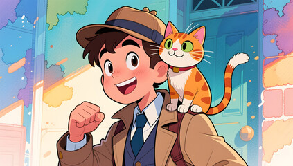 comic boy youth fashion two-dimensional handsome wallpaper illustration background