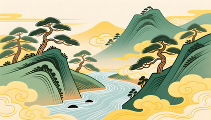 Chinese Style Poetic Clouds Mist