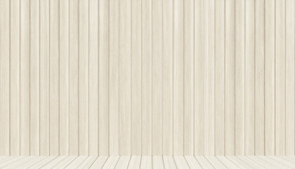 Fototapeta premium A minimalist background with a warm, vertical wood slat wall. A modern and natural corporate backdrop