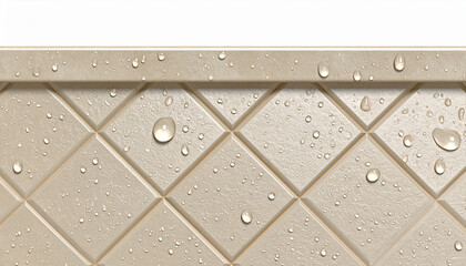 A warm, neutral Tadelakt plaster wall with water drops. A luxurious and waterproof background for kitchens