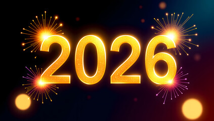 3D rendering of the 2026 New Year celebration scene