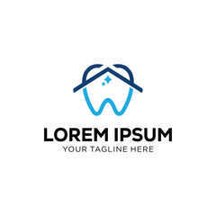 Modern Dental Logo with Tooth and House Symbol