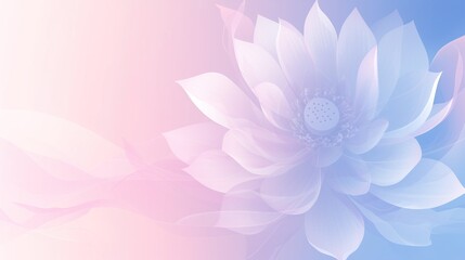 Obraz premium In the middle of a light pink and blue gradient background, there is a delicate lotus flower, creating an elegant atmosphere, suitable for presentations or design projects.