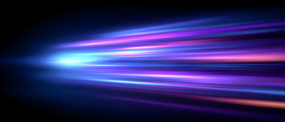 Blue purple light beams show future technology speed