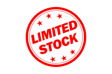 LIMITED STOCK - LIMITED STOCK text written on Red Rubber Stamp