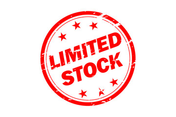 LIMITED STOCK - LIMITED STOCK text written on Red Rubber Stamp