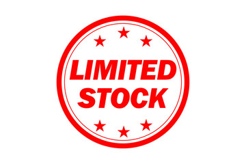 LIMITED STOCK - LIMITED STOCK text written on Red Rubber Stamp