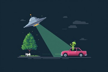 Cute Alien Tri-Beam Scene
