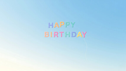 Minimal pastel sky with small Happy Birthday text — airy gradient background