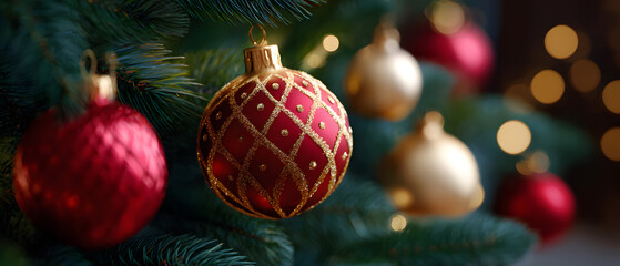 Christmas tree glowing in festive atmosphere