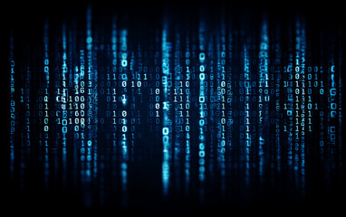 Digital binary code representing modern technology and data processing