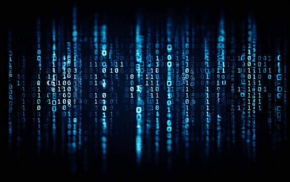 Digital binary code representing modern technology and data processing