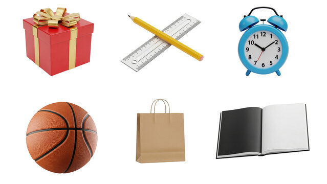 Diverse collection of common objects, essential for daily life, presented with a clean Transparent Background