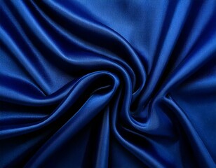 Fototapeta premium Luxurious dark navy blue silk fabric with elegant draping 