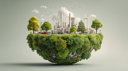 Floating Island with Industry and Green Energy