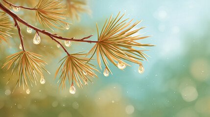 枝条水滴唯美意境图