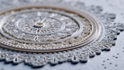 Fototapeta premium Detailed, intricate, white paper, circular design
