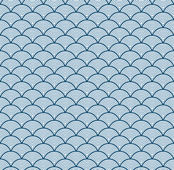 Blue Japanese wave seamless pattern background vector