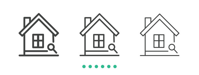 Home searching icon. Thin line icon vector