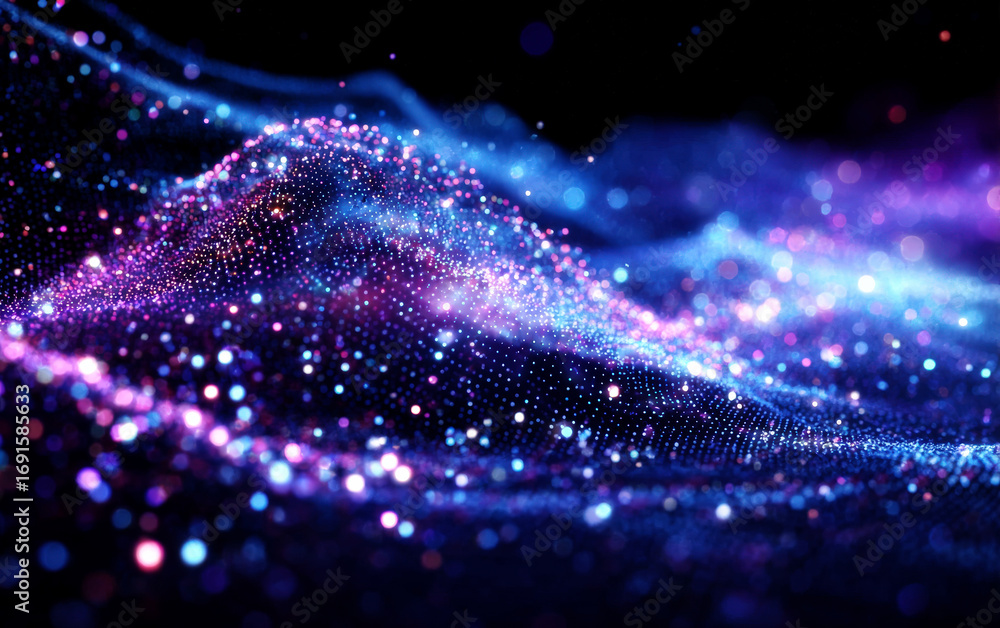 Aufkleber vibrant and colorful abstract digital particle wave pattern