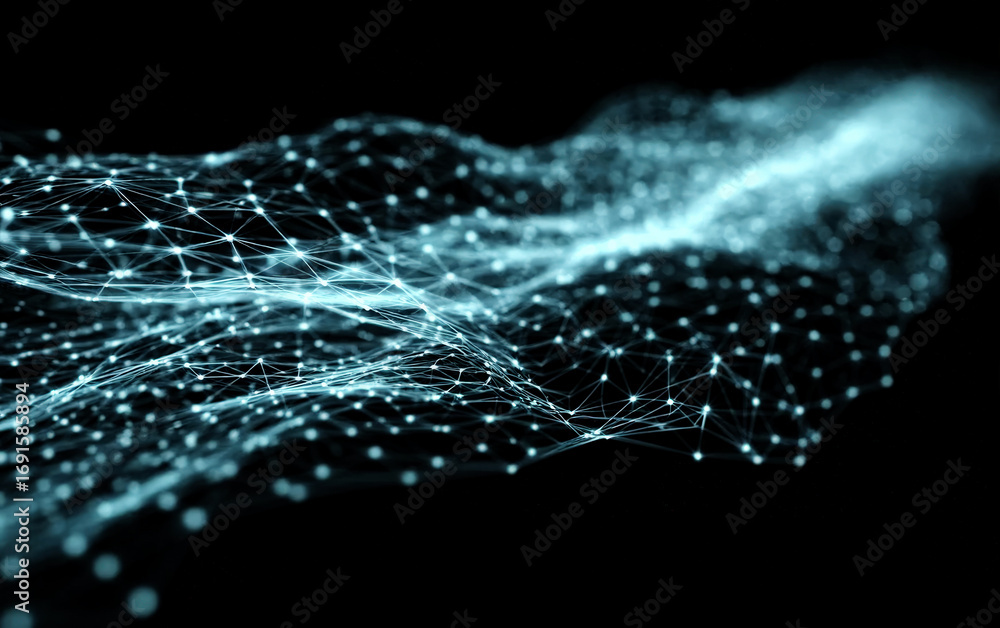 Aufkleber abstract digital network connections and data flow visualization