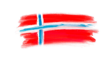 Fototapeta premium Hand Painted Brush Stroke Norway Flag on transparent background