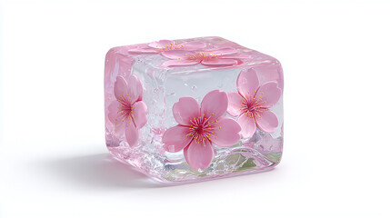 樱花冰块唯美特写