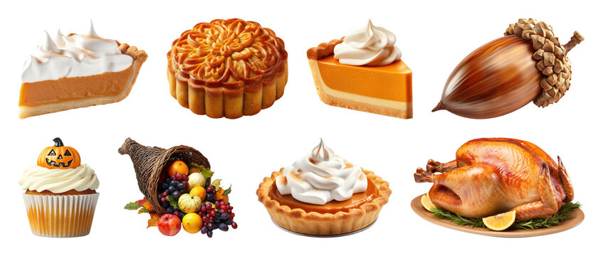 PNG Delicious autumn feast assortment, element set on transparent background