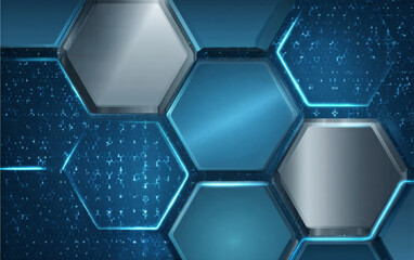 High-tech hexagonal pattern with blue and silver tones