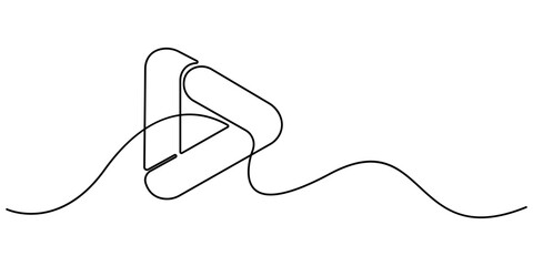 Fototapeta premium Continuous line drawing of play icon. Media, Video or music player button in linear style. One line drawing, Line art of pause button. Play icon in continuous line drawing style. pro vector
