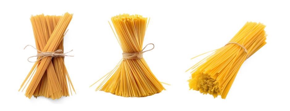 spaghetti top view full length isolate on white background,